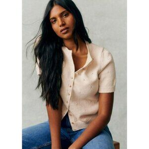 Sézane Womens Kyle Cardigan Old Money French Cream Sweater Sz. XXS Beige SP EXC